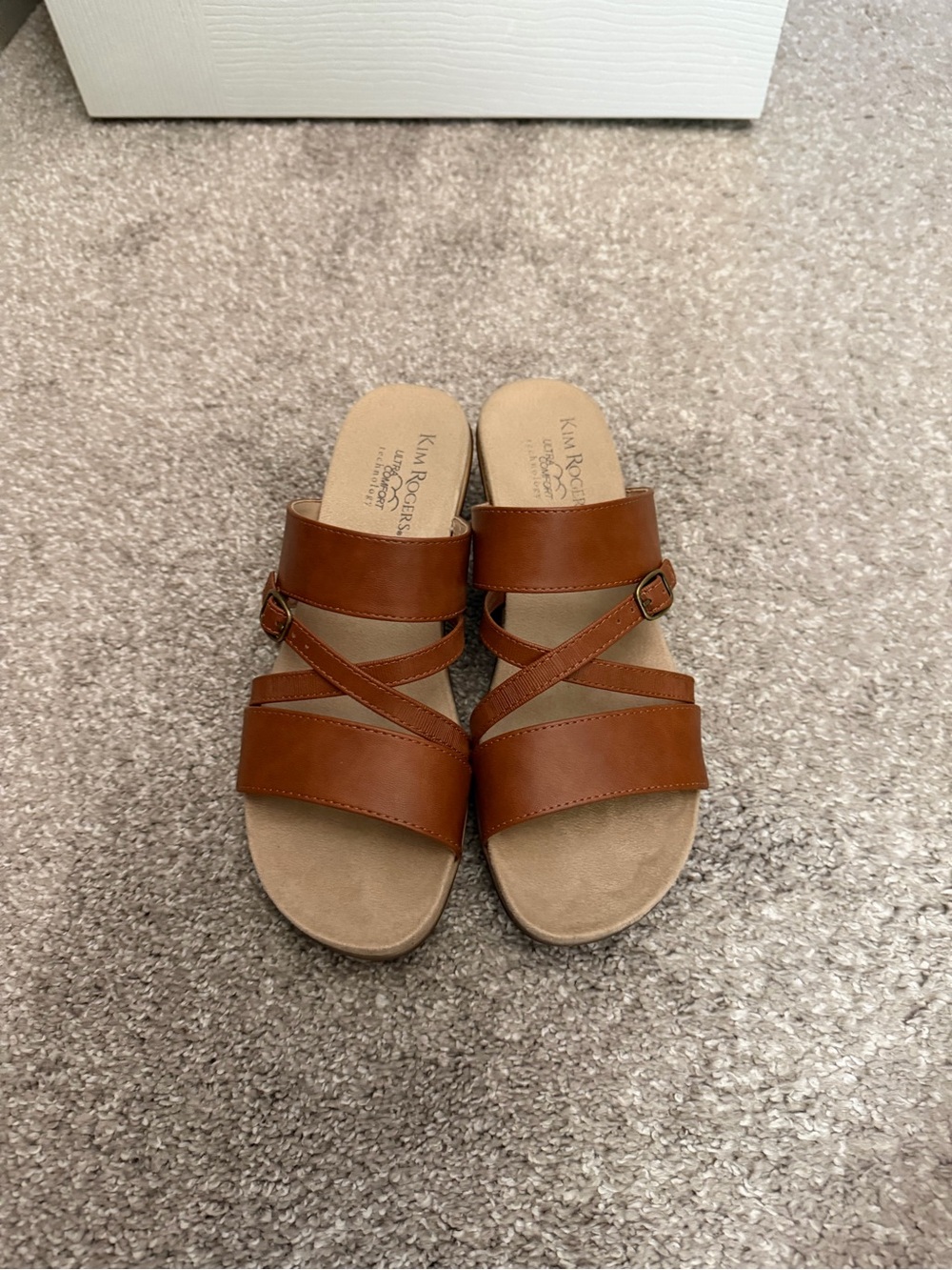Kim Rogers Women’s Brown Leather Slide Sandals